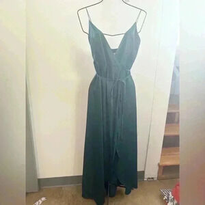 Showpo dark green‎ wrap maxi dress 4